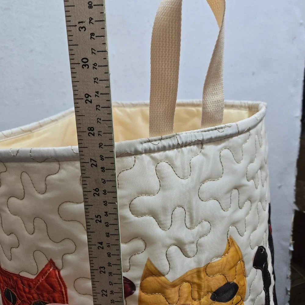 Cat Kitty Quilted Laundry Hamper Large Multicolor Cat Graphic Storage Bin